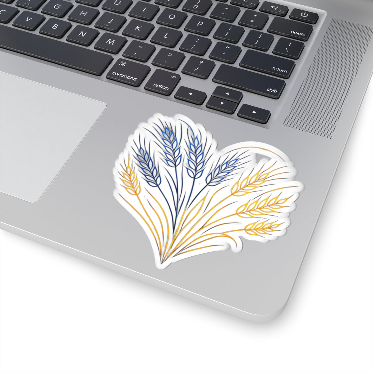 Wheat Heart Kiss-Cut Sticker — Rustic Floral Laptop Decal