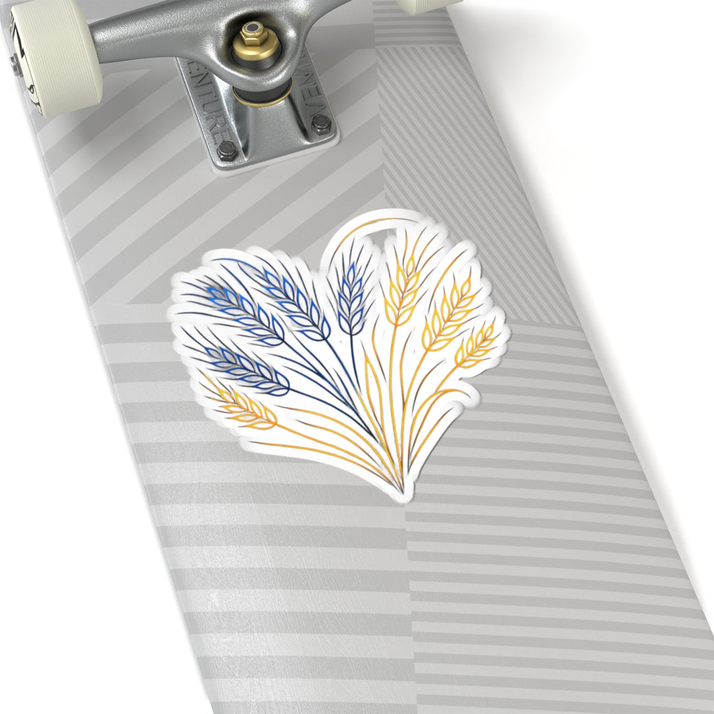 Wheat Heart Kiss-Cut Sticker — Rustic Floral Laptop Decal