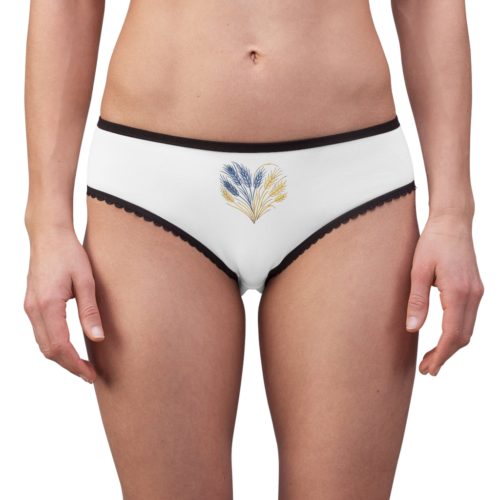 Women's Briefs with Dainty Ukrainian Wheat Heart Print