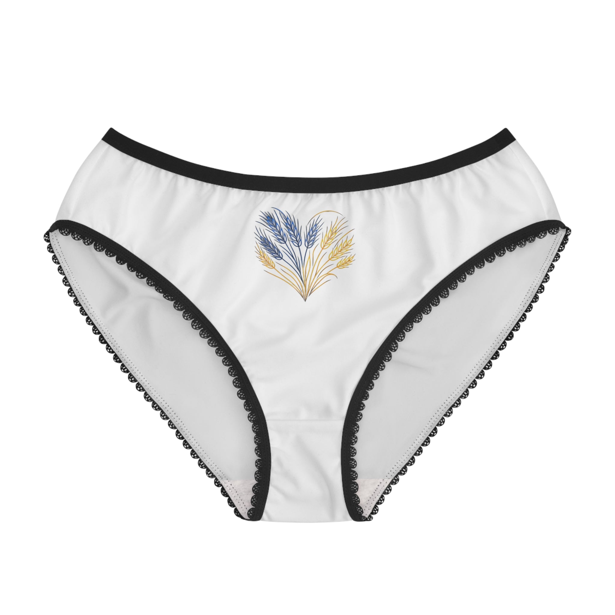 Women's Briefs with Dainty Ukrainian Wheat Heart Print