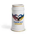 Standing With Ukraine Beer Stein Mug — Patriotic Eagle, US & Ukraine Flags