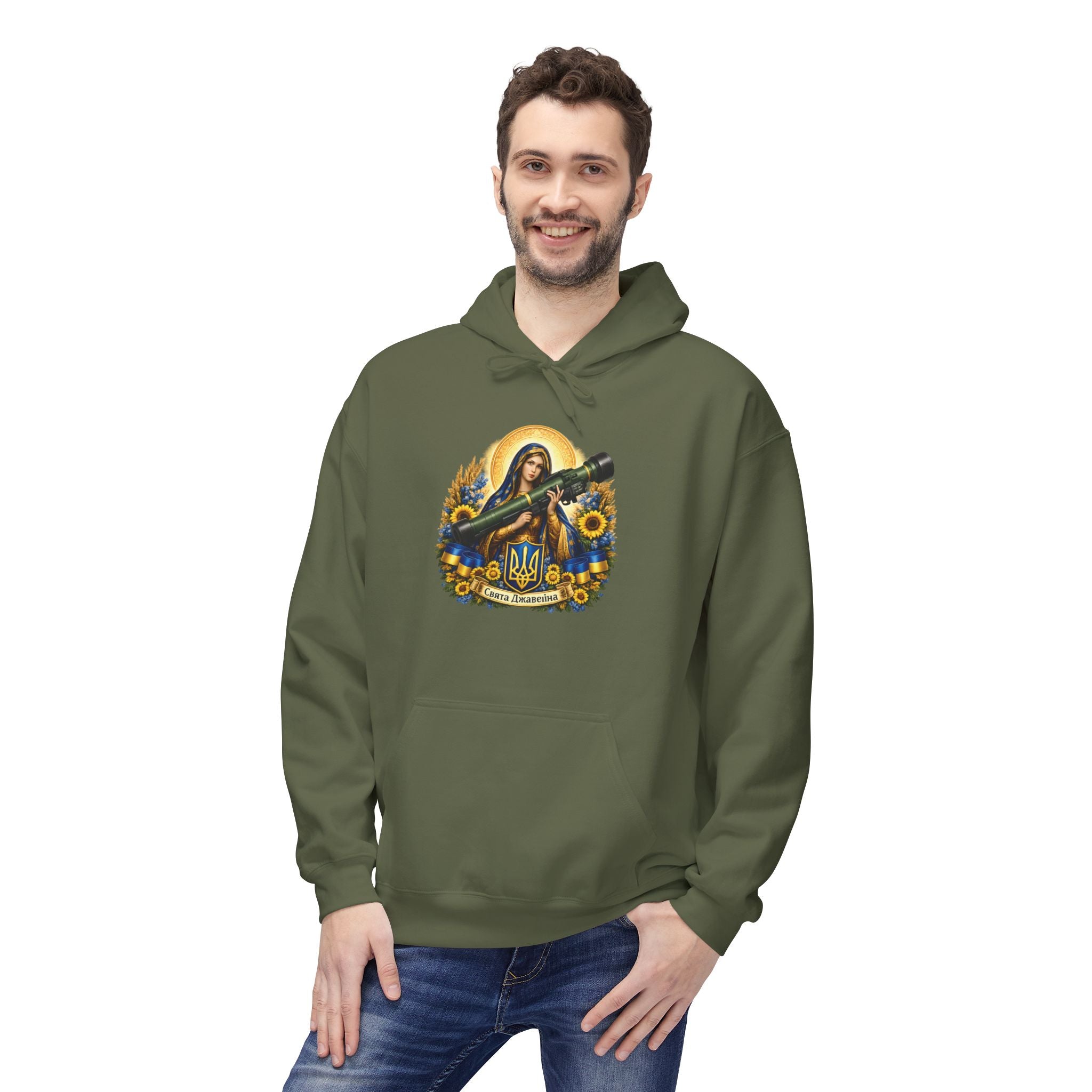 St. Javelin Hoodie – Ukrainian Resistance Icon