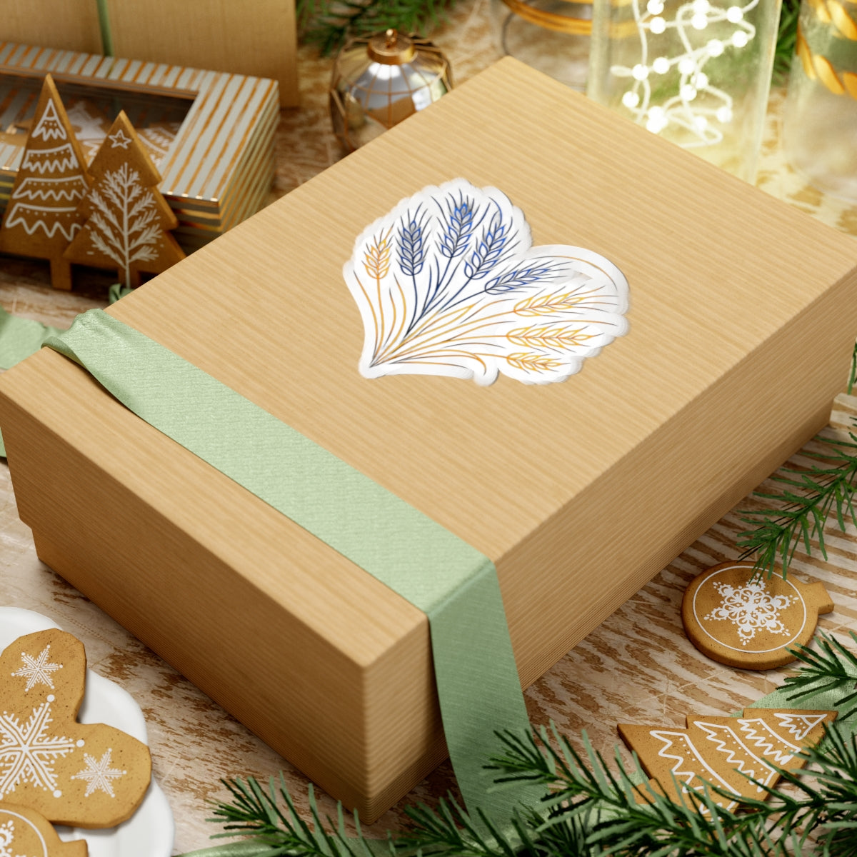 Wheat Heart Kiss-Cut Sticker — Rustic Floral Laptop Decal