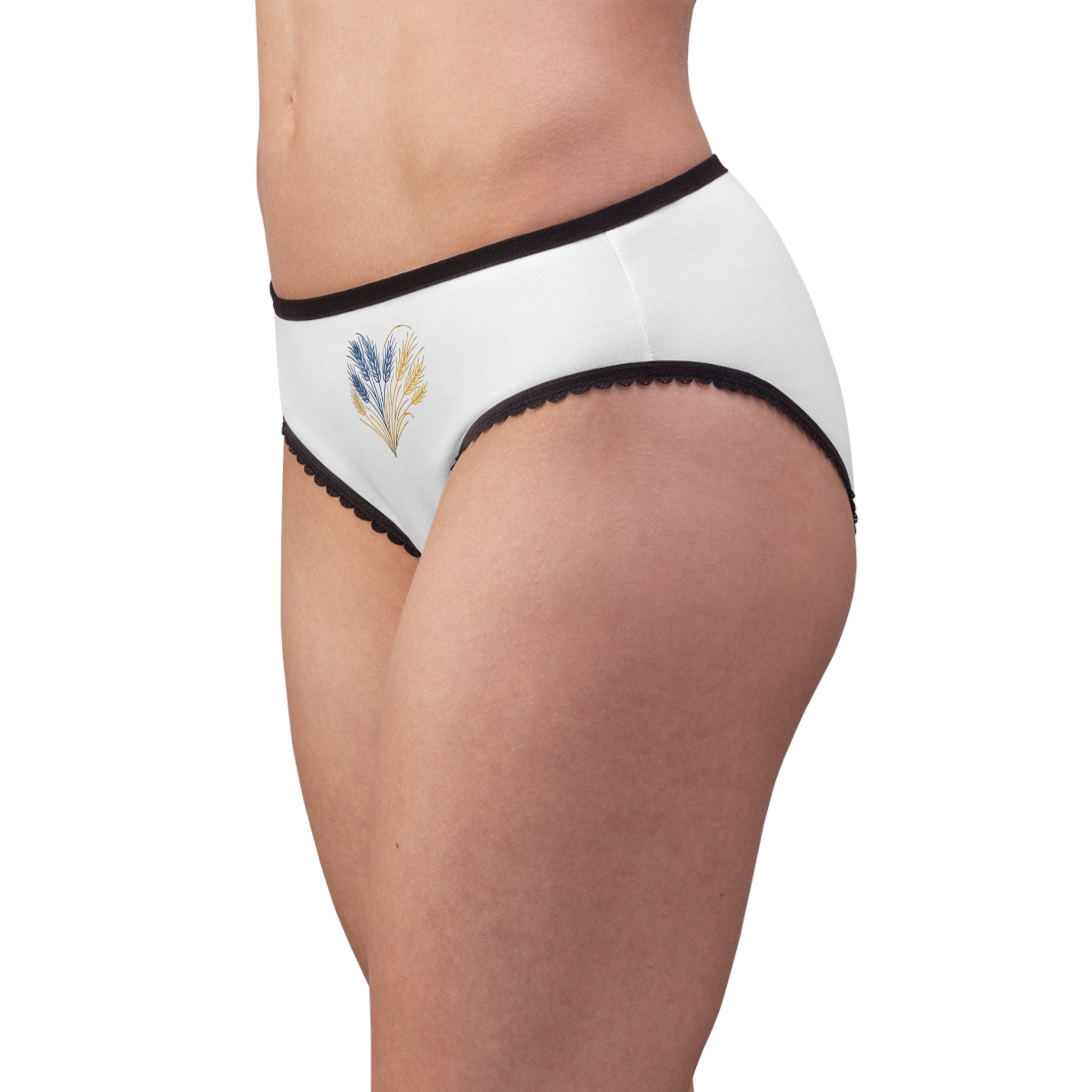 Women's Briefs with Dainty Ukrainian Wheat Heart Print