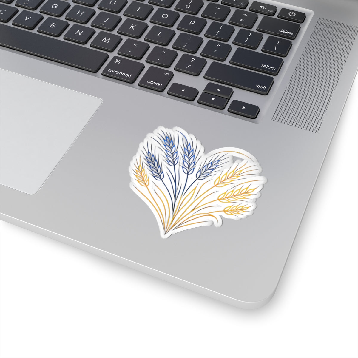 Wheat Heart Kiss-Cut Sticker — Rustic Floral Laptop Decal
