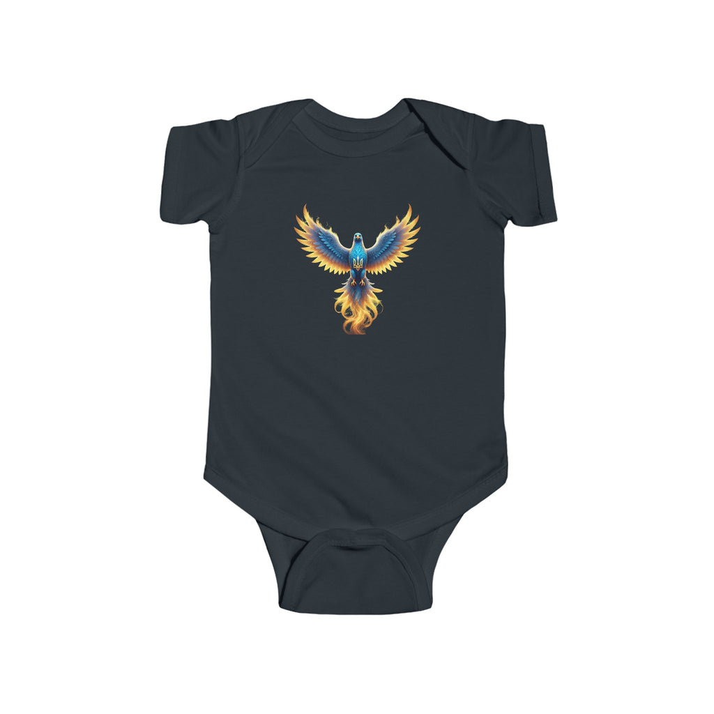 Infant Bodysuit with Vibrant Ukrainian Phoenix Illustration — Cute Baby Onesie