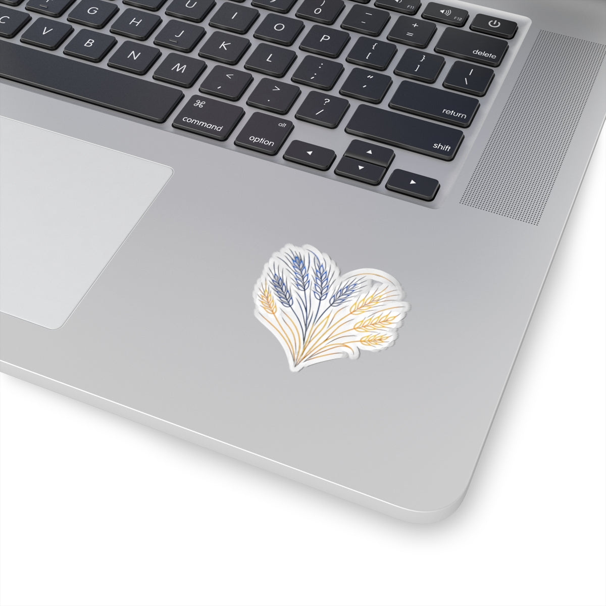 Wheat Heart Kiss-Cut Sticker — Rustic Floral Laptop Decal